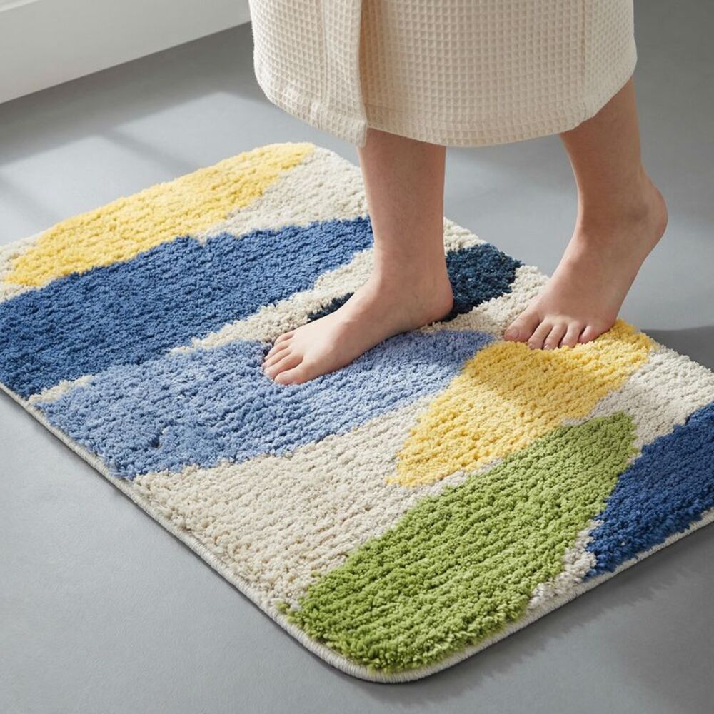 Soft Plush Non Slip Microfiber Quick Dry Washable Bath Rugs 16"x24" Leaves-3